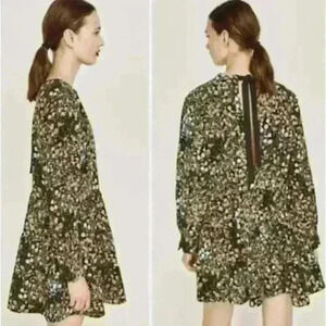 Zara Basic Collection Floral Mini Romper Tie Back Size Small